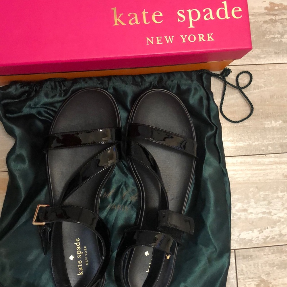 Kate Spade patent black sandals
